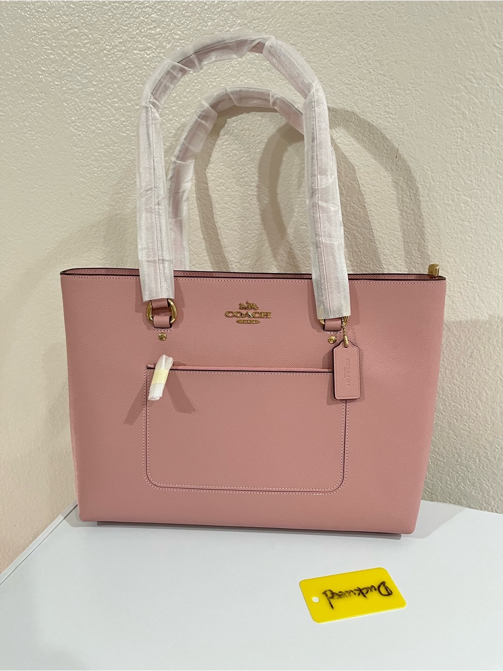 Coach Station Tote Bag  crossgrain leather/Gold/Carnation NWT
